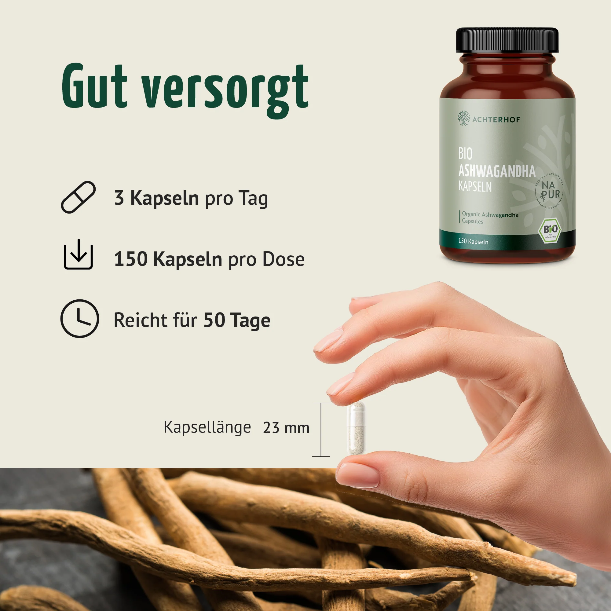 Bio Ashwagandha Kapseln (150 Kapseln) - Image 5