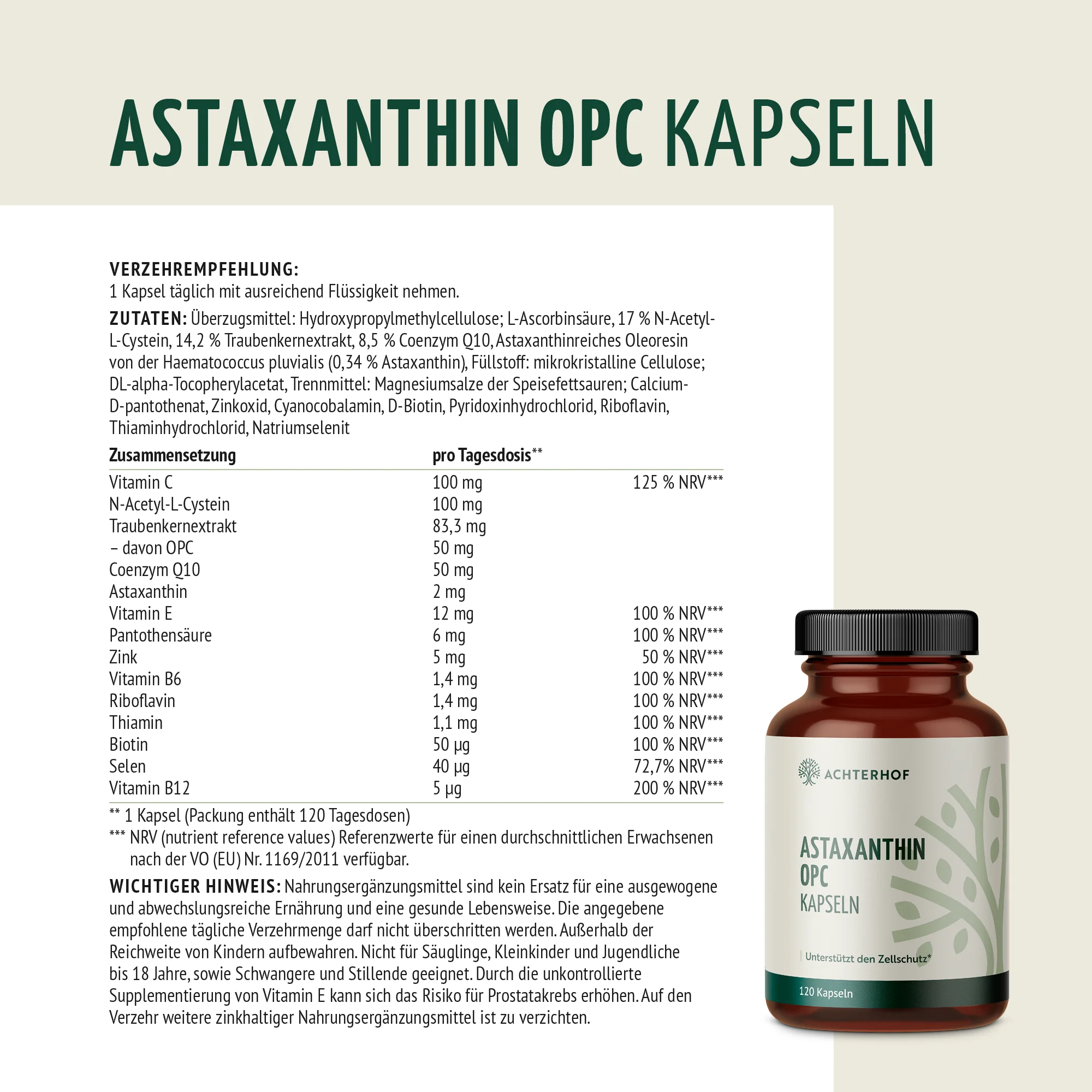 Astaxanthin OPC Zellschutz Kapseln (120 Kapseln) - Image 5