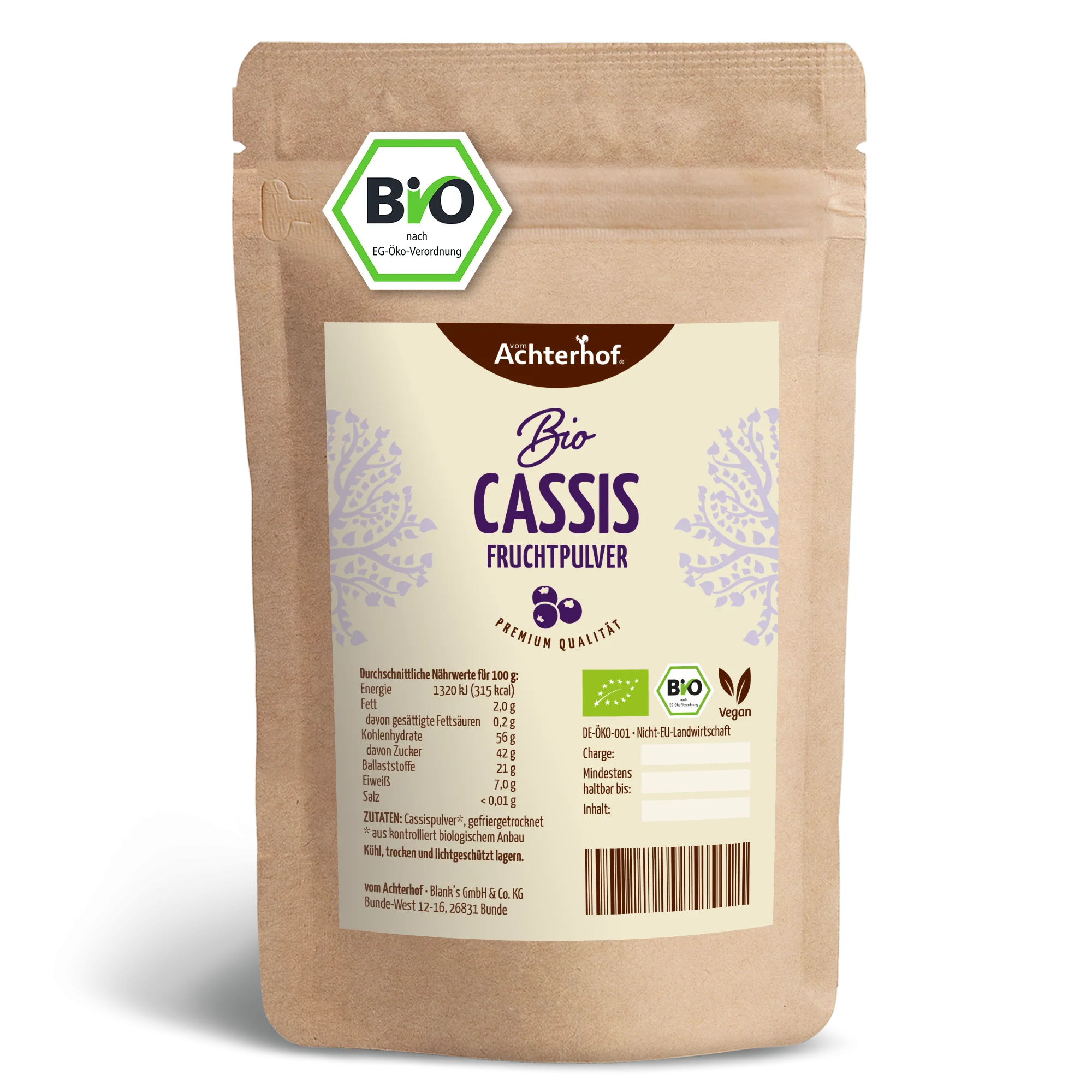 Bio Cassis Fruchtpulver (100g)