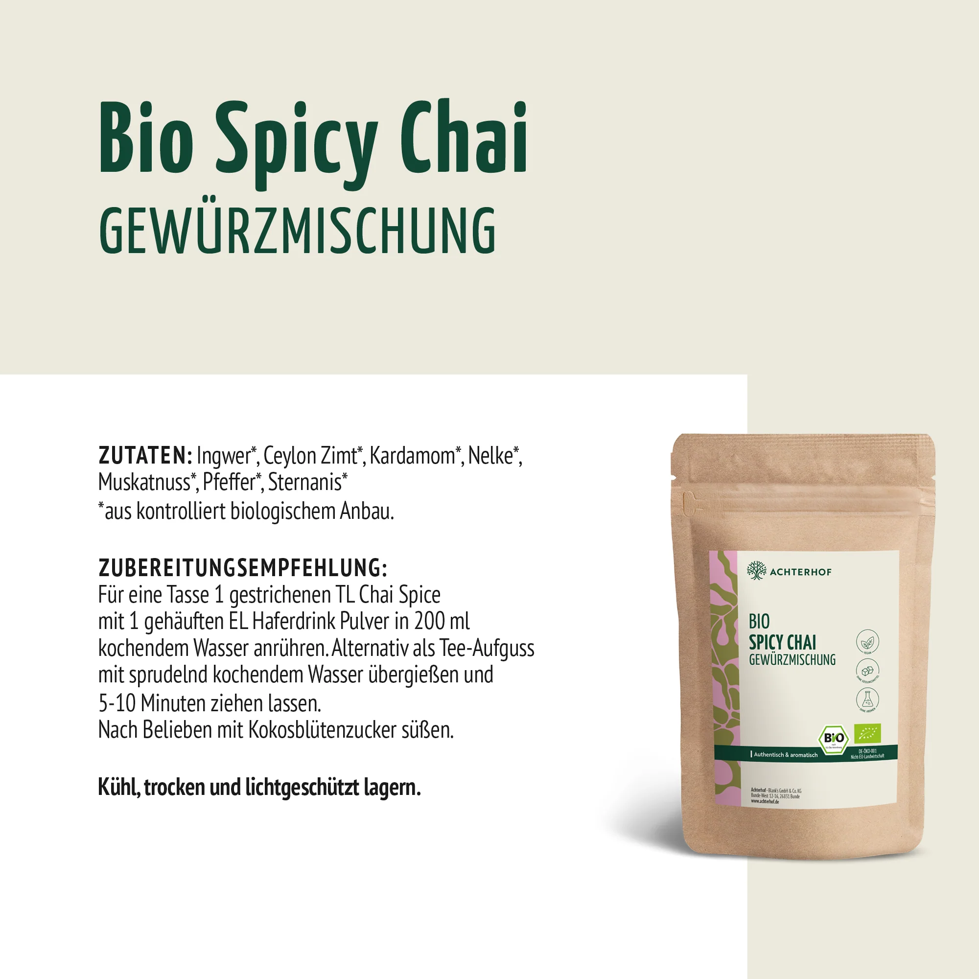 Bio Spicy Chai Gewürzmischung – zuckerfrei (250g) - Image 7