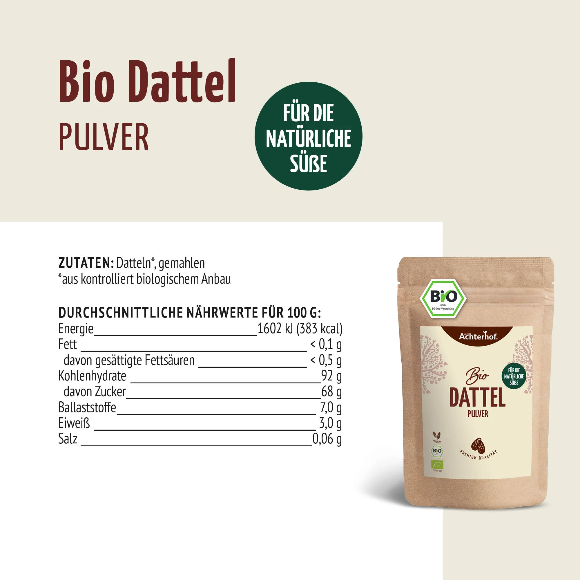 Bio Dattel Pulver (500g) - Image 7