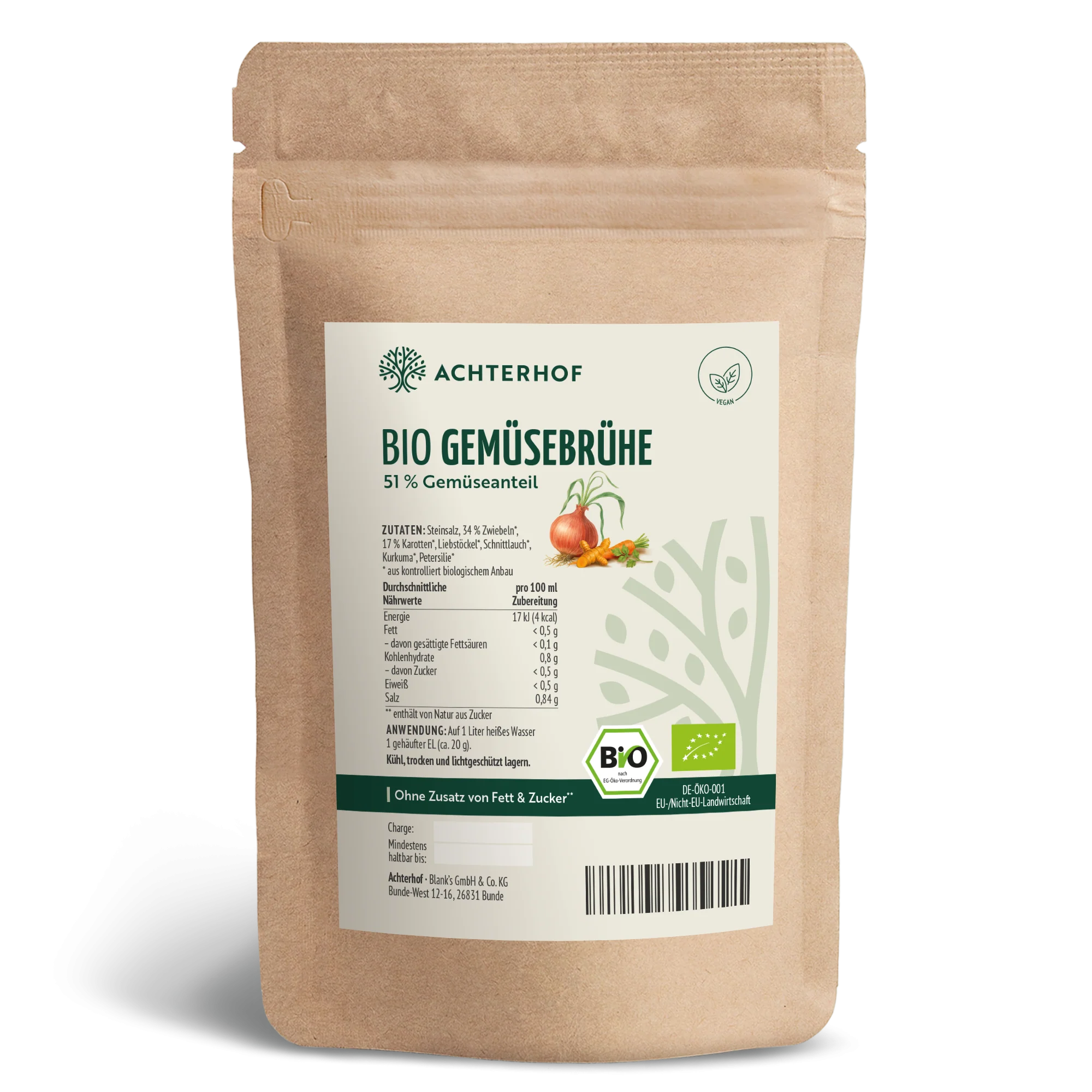 Bio Gemüsebrühe mit 51% Gemüseanteil (500g)