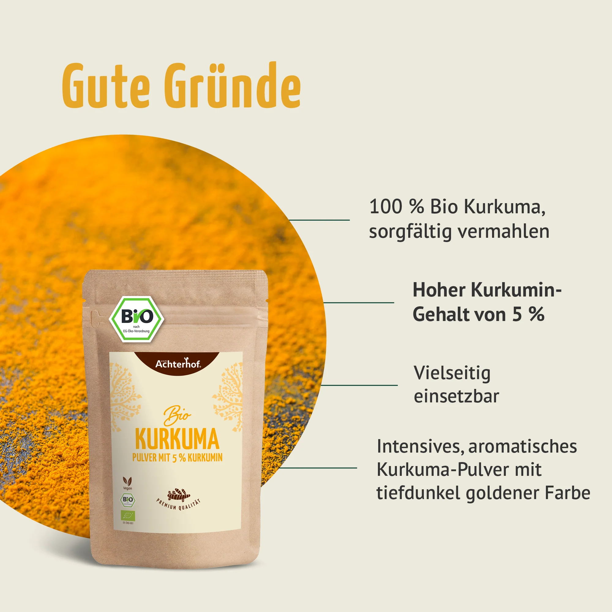 Bio Kurkuma Pulver 5% Curcumin (500g) - Image 4