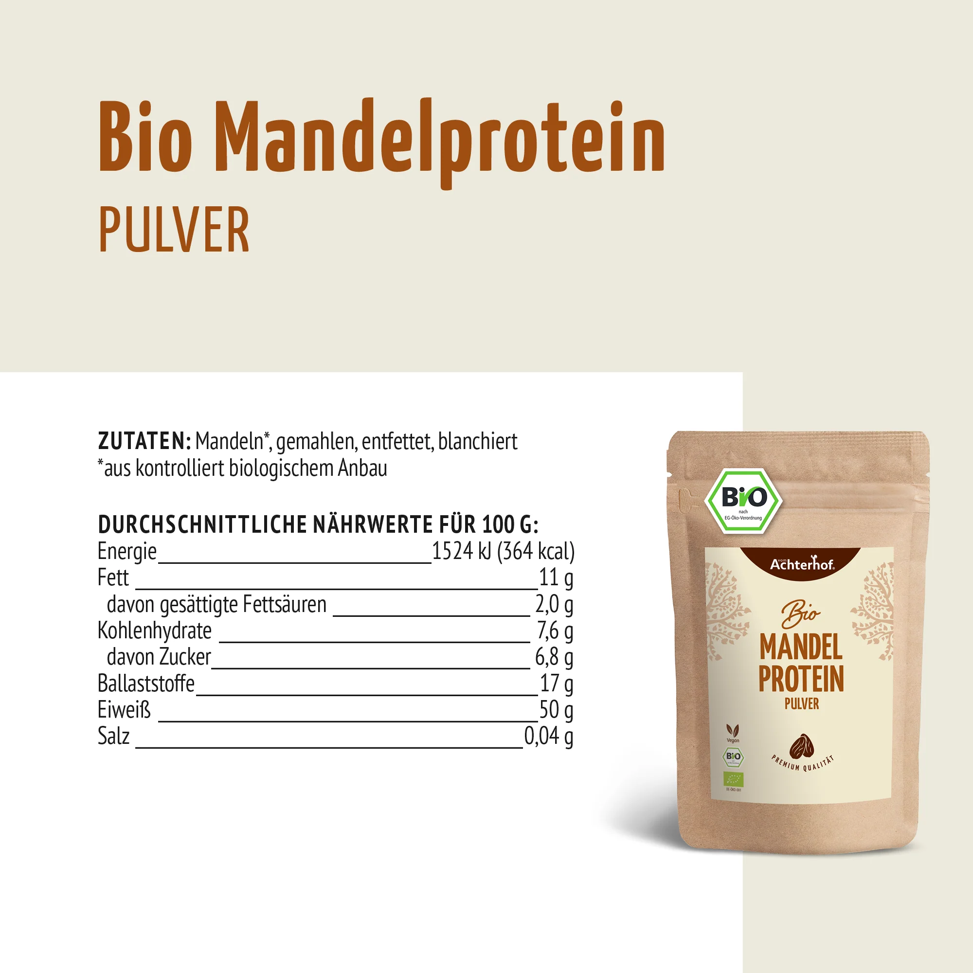Bio Mandelprotein Pulver (250g) - Image 7
