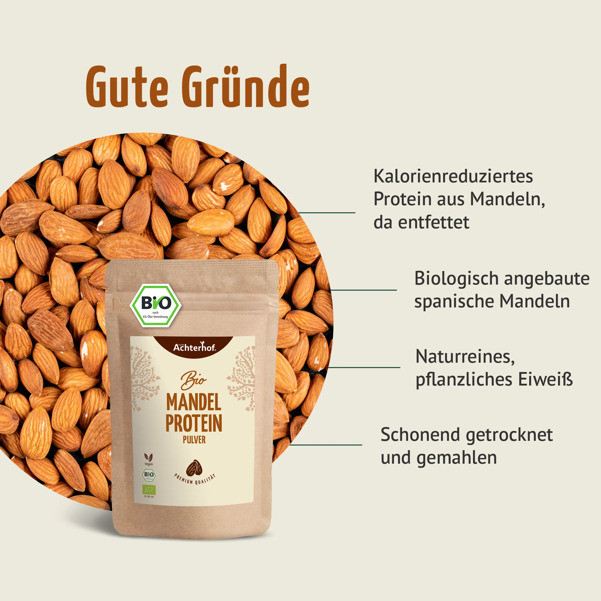 Bio Mandelprotein Pulver (500g) - Image 4