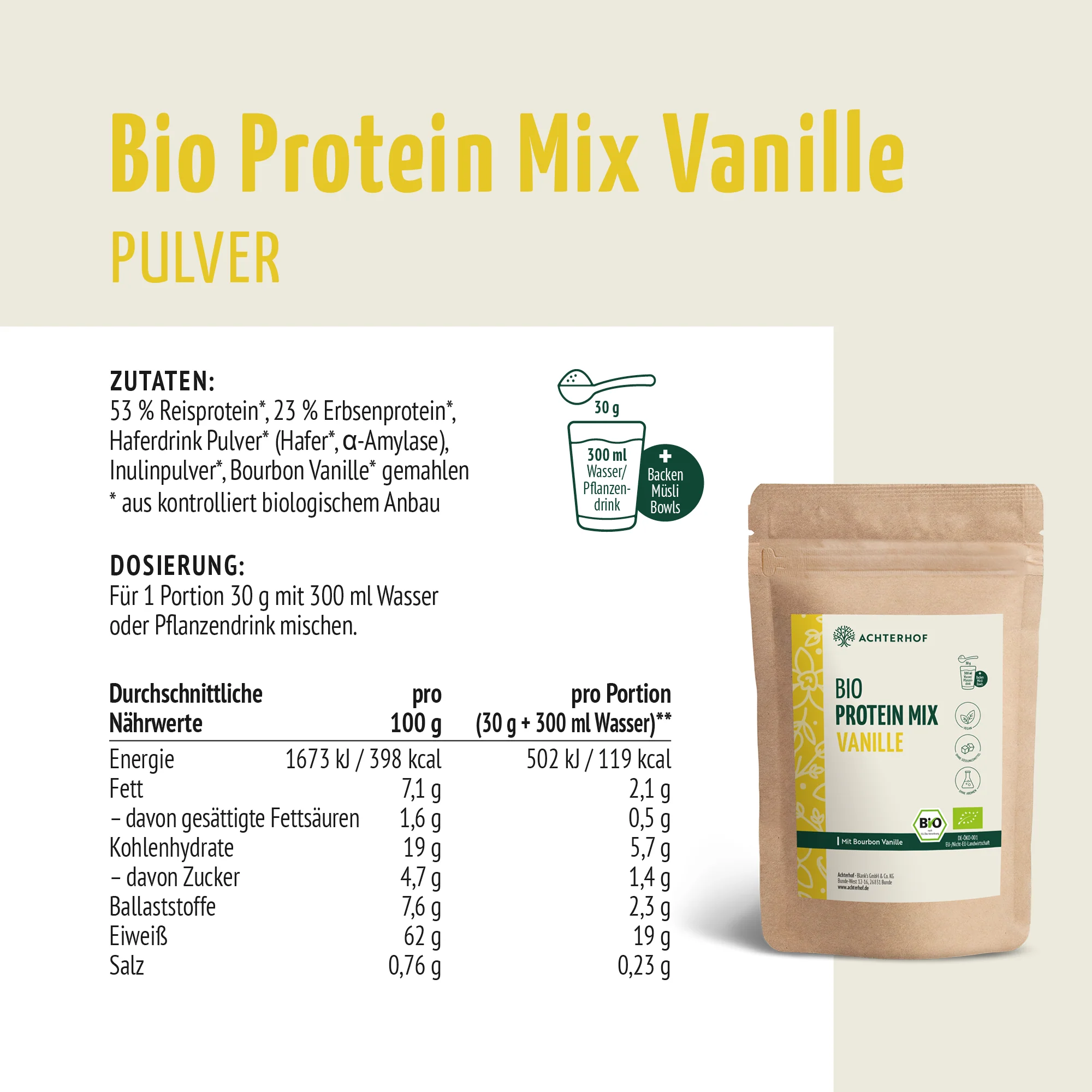 Bio Protein Mix Vanille (250g) - Image 7