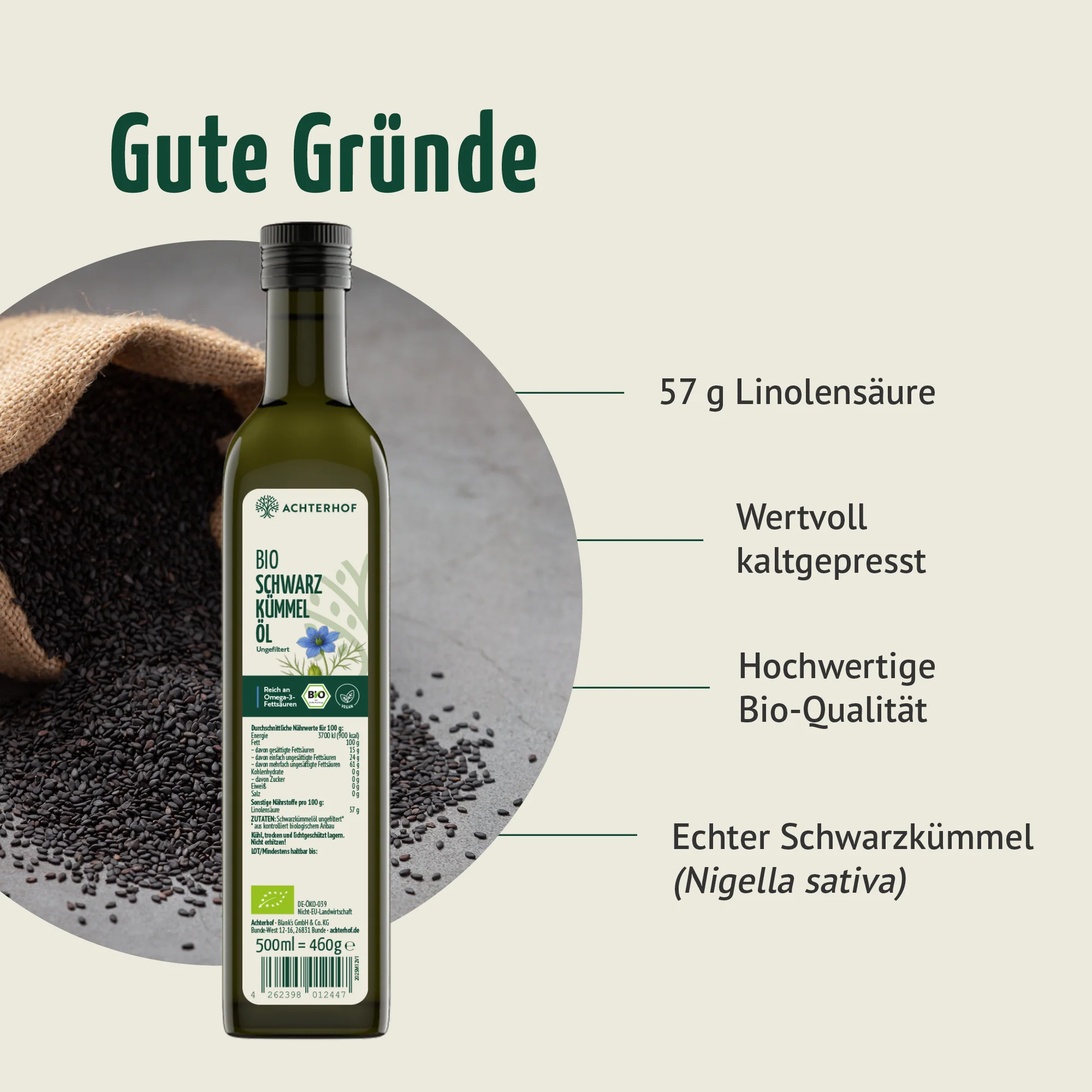 Bio Schwarzkümmelöl (500ml) - Image 2