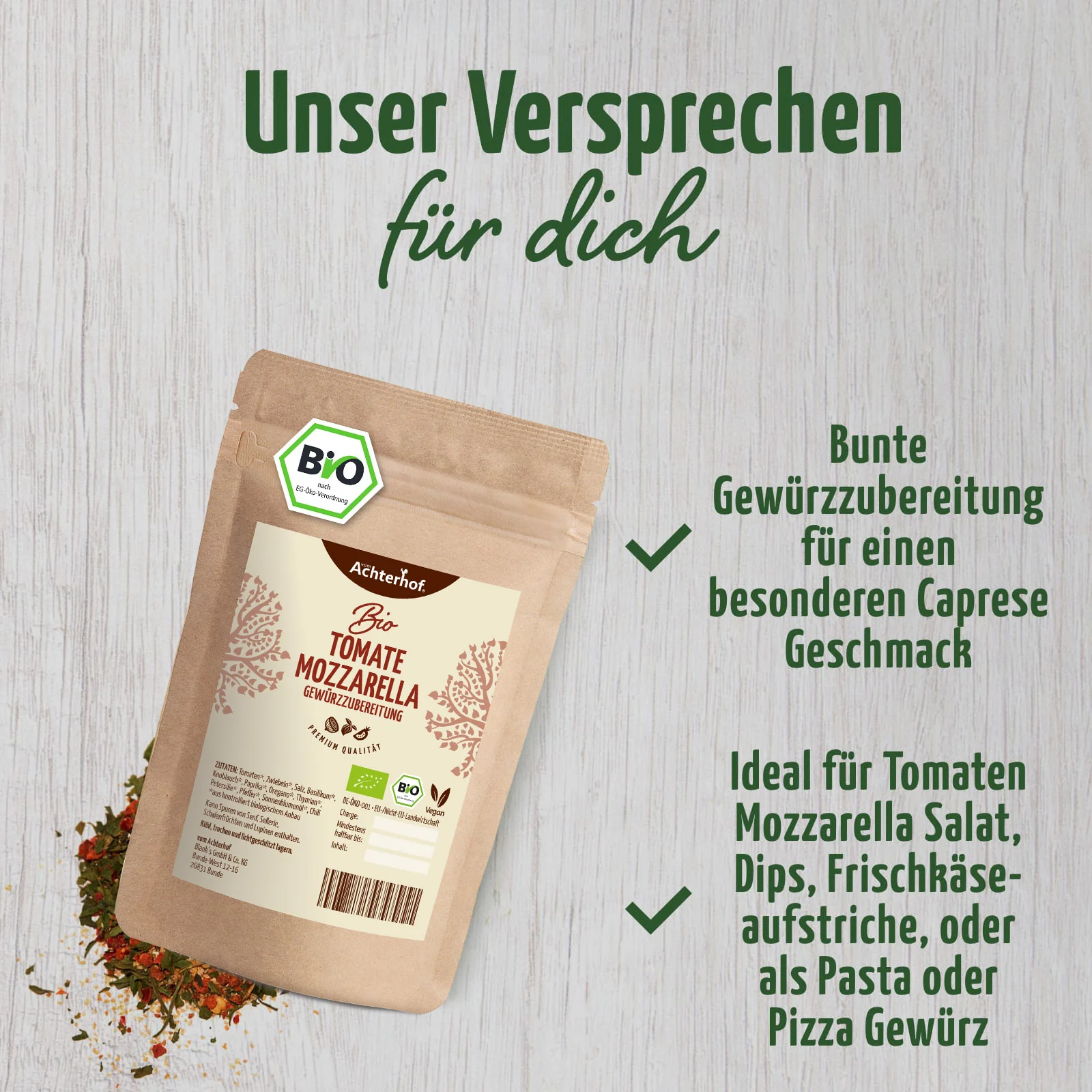Tomate Mozzarella Gewürzzubereitung Bio (100g) - Image 5