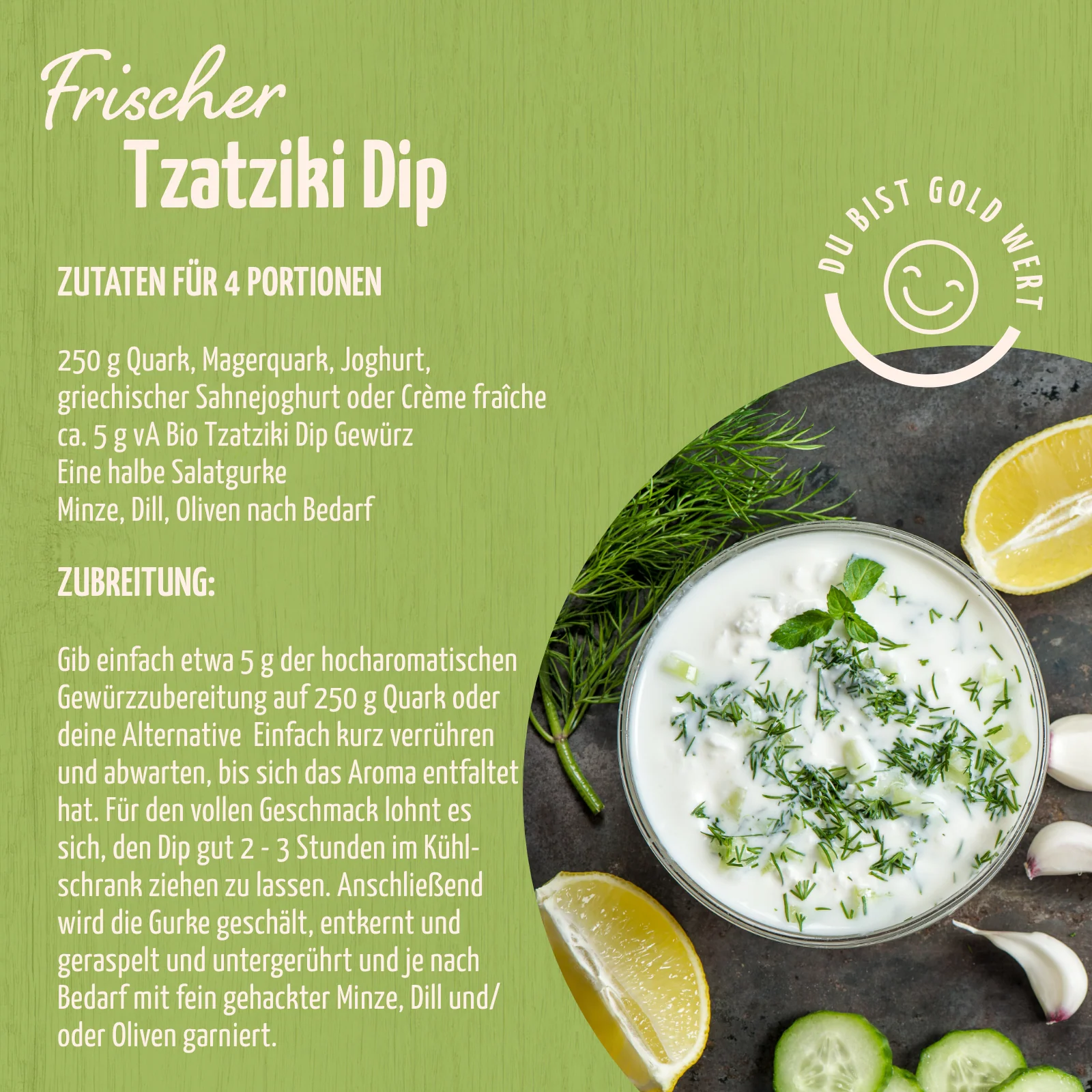 Tzatziki Dip Gewürzzubereitung Bio (100g) - Image 3