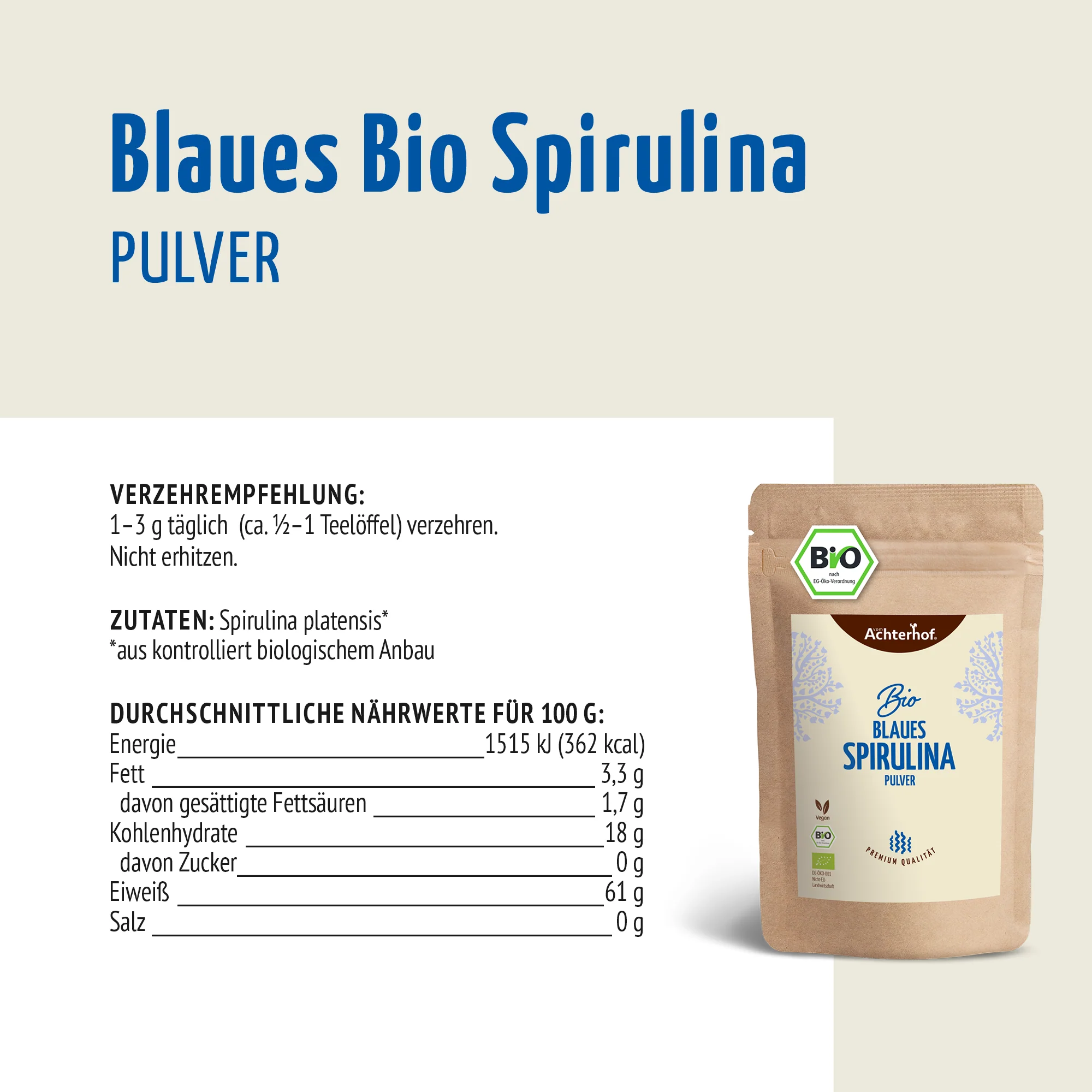 Blaues Bio Spirulina Pulver (100g) - Image 7