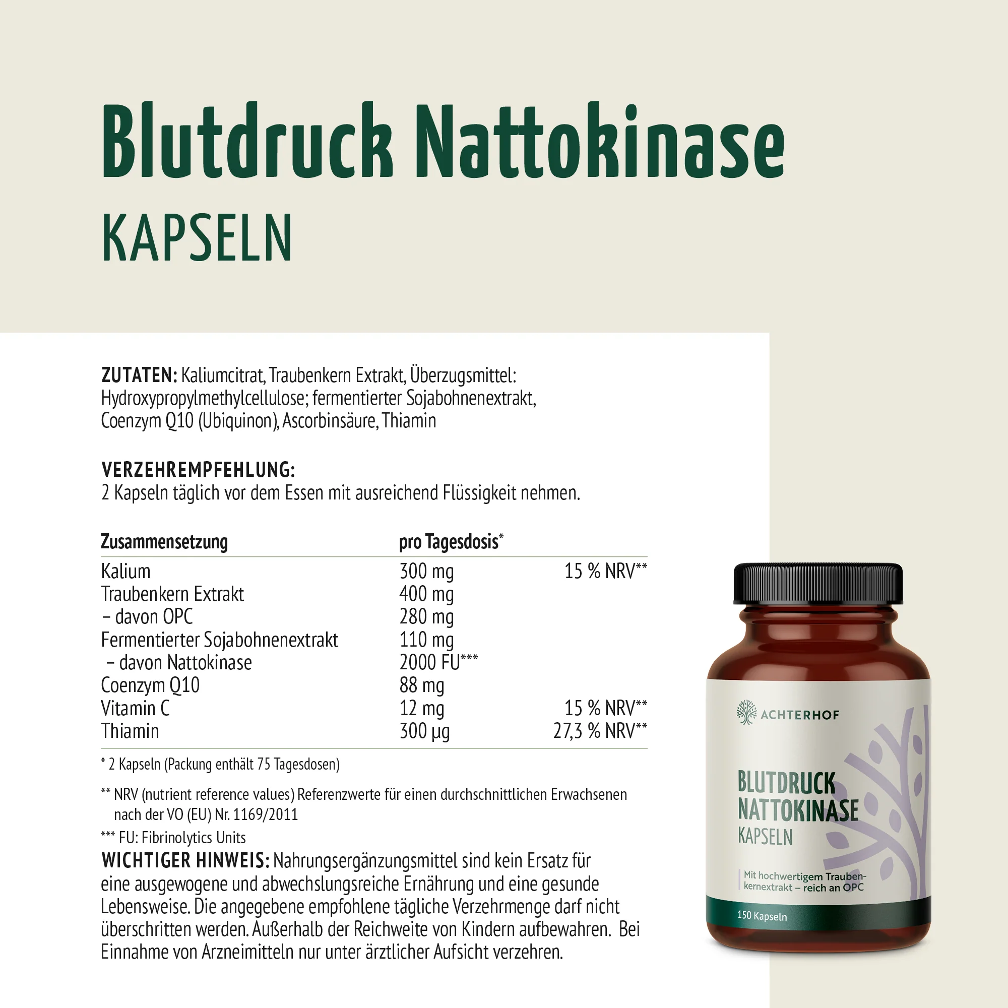 Blutdruck Nattokinase Kapseln (150 Kapseln) - Image 6