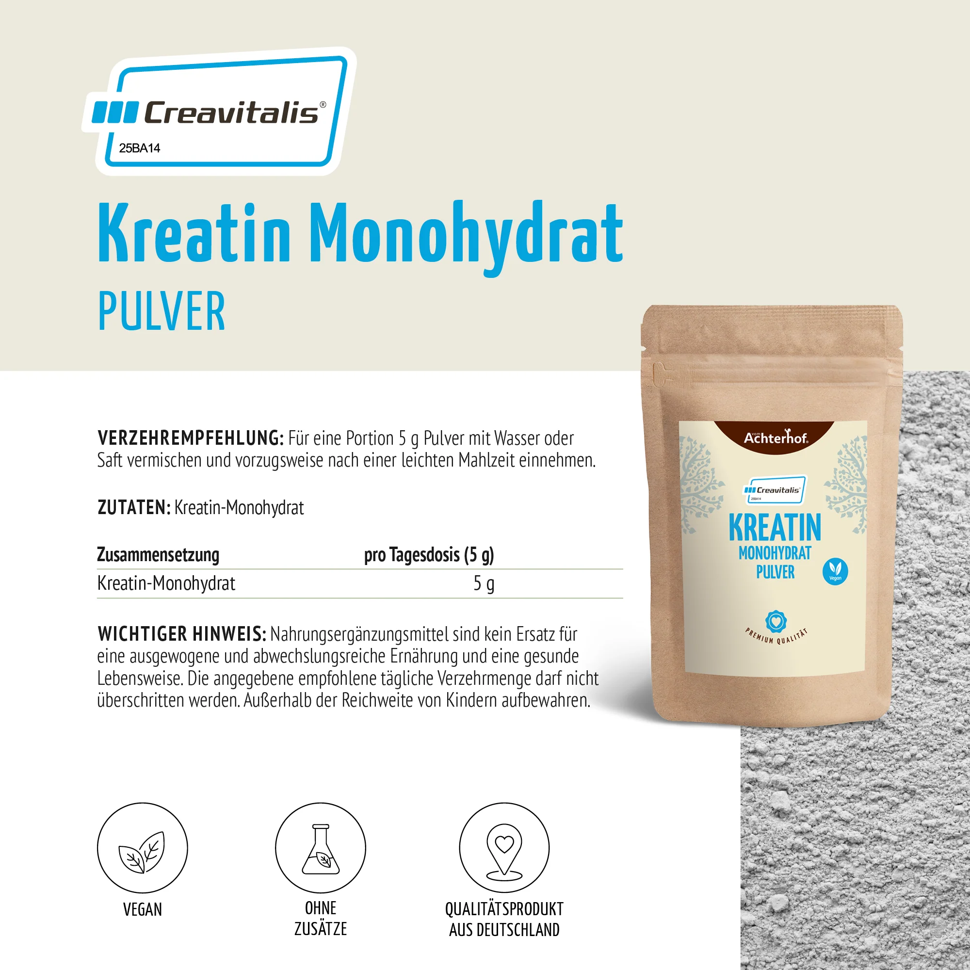 Creavitalis® Kreatin Monohydrat Pulver (500g) - Image 7