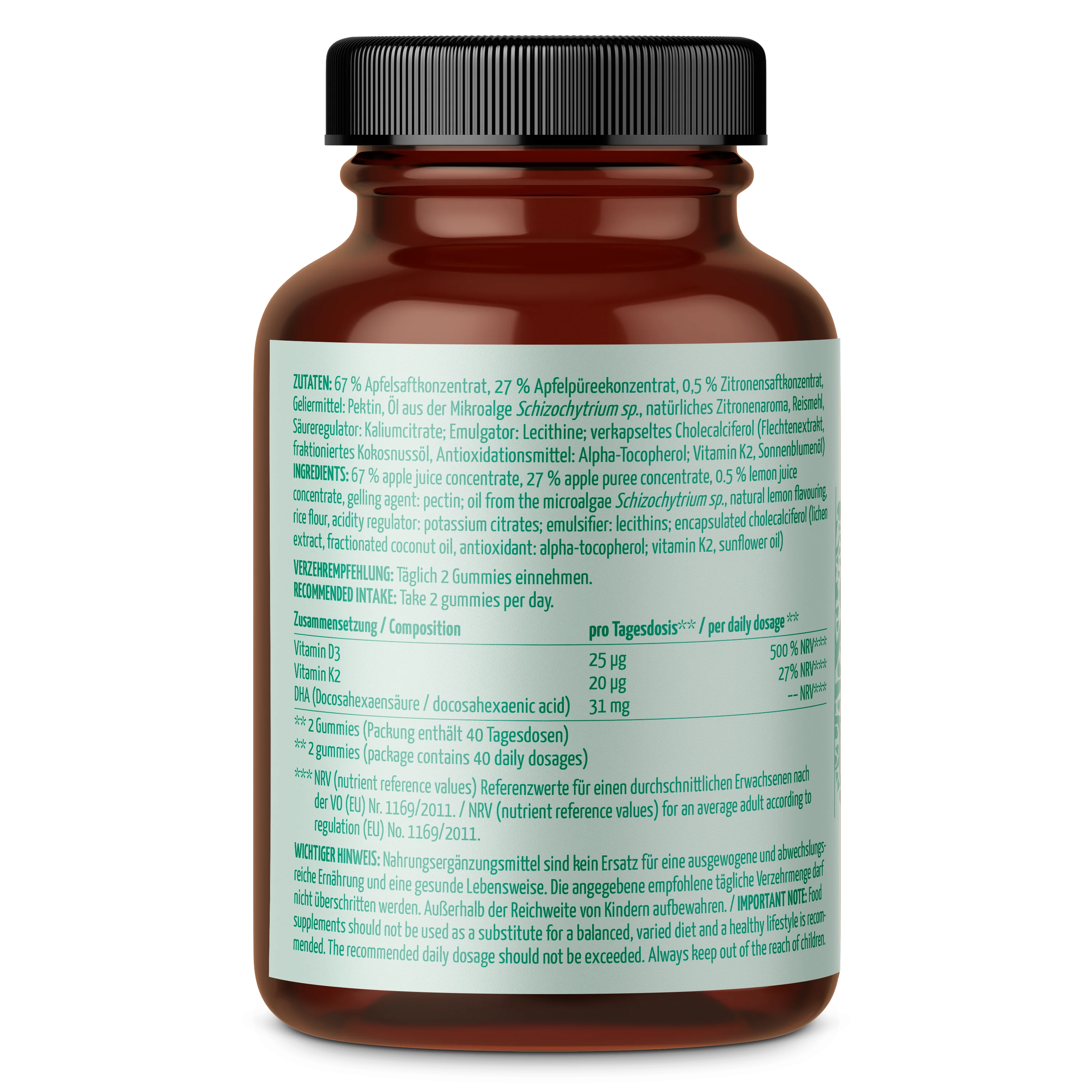 Saftgold D3/K2 Gummies Apfel Zitrone + DHA (80 Stück) - Image 3