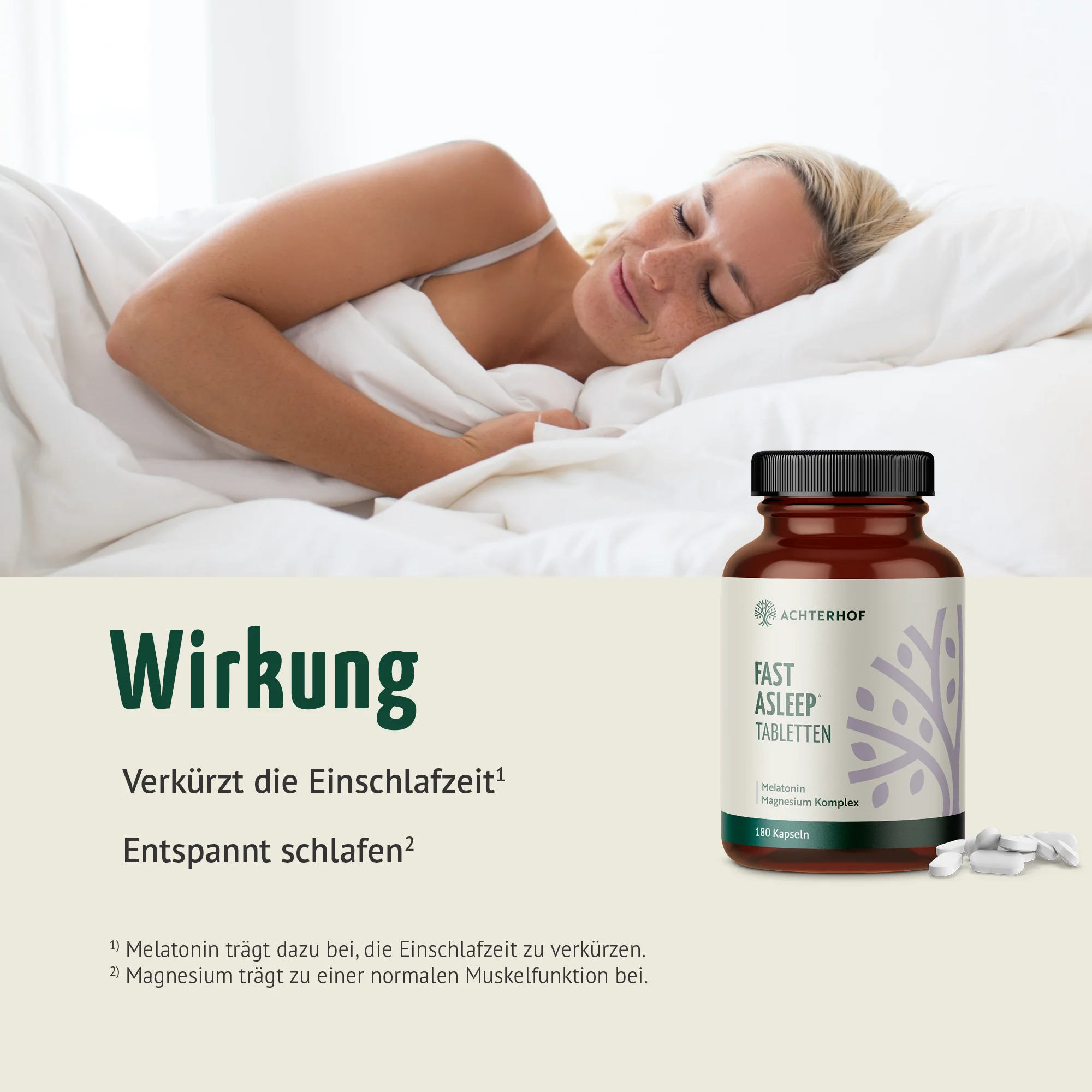 Melatonin Magnesium Komplex Fast Asleep (180 Tabletten) - Image 3
