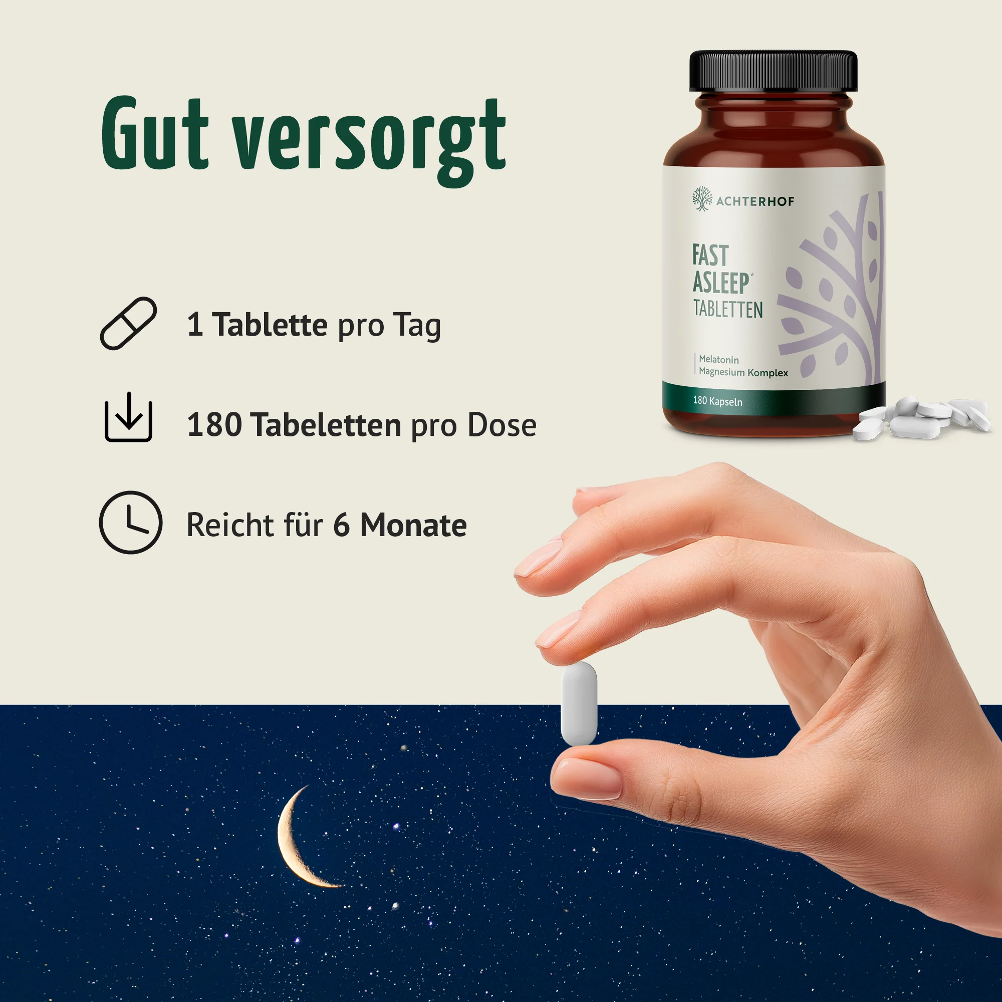 Melatonin Magnesium Komplex Fast Asleep (180 Tabletten) - Image 5