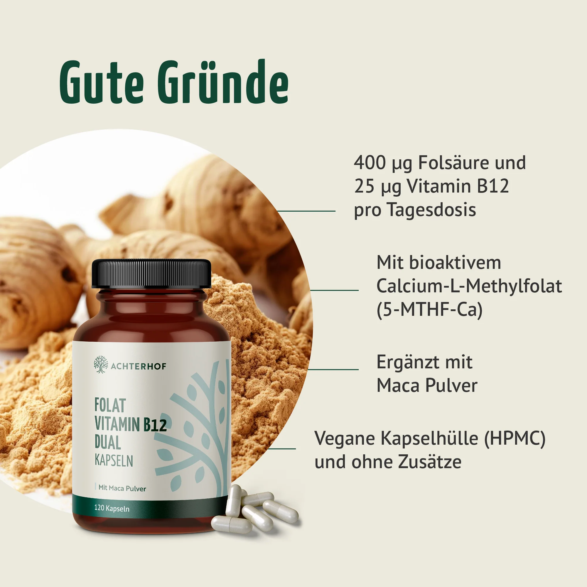 Folat Vitamin B12 Dual Kapseln (120 Kapseln) - Image 2