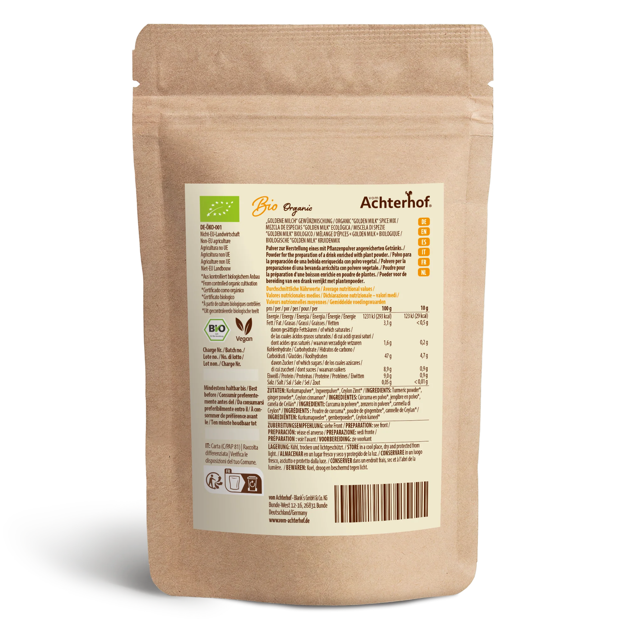 Goldene Milch Gewürzmischung Bio (500g) - Image 6