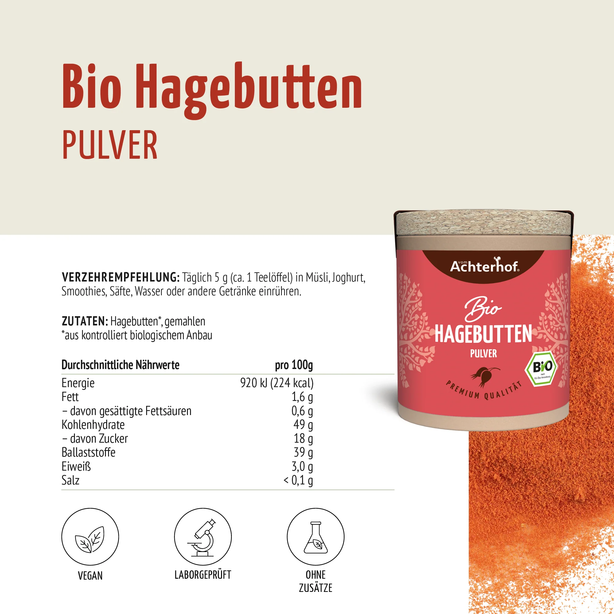 Bio Hagebutten Pulver (50g) - Image 8