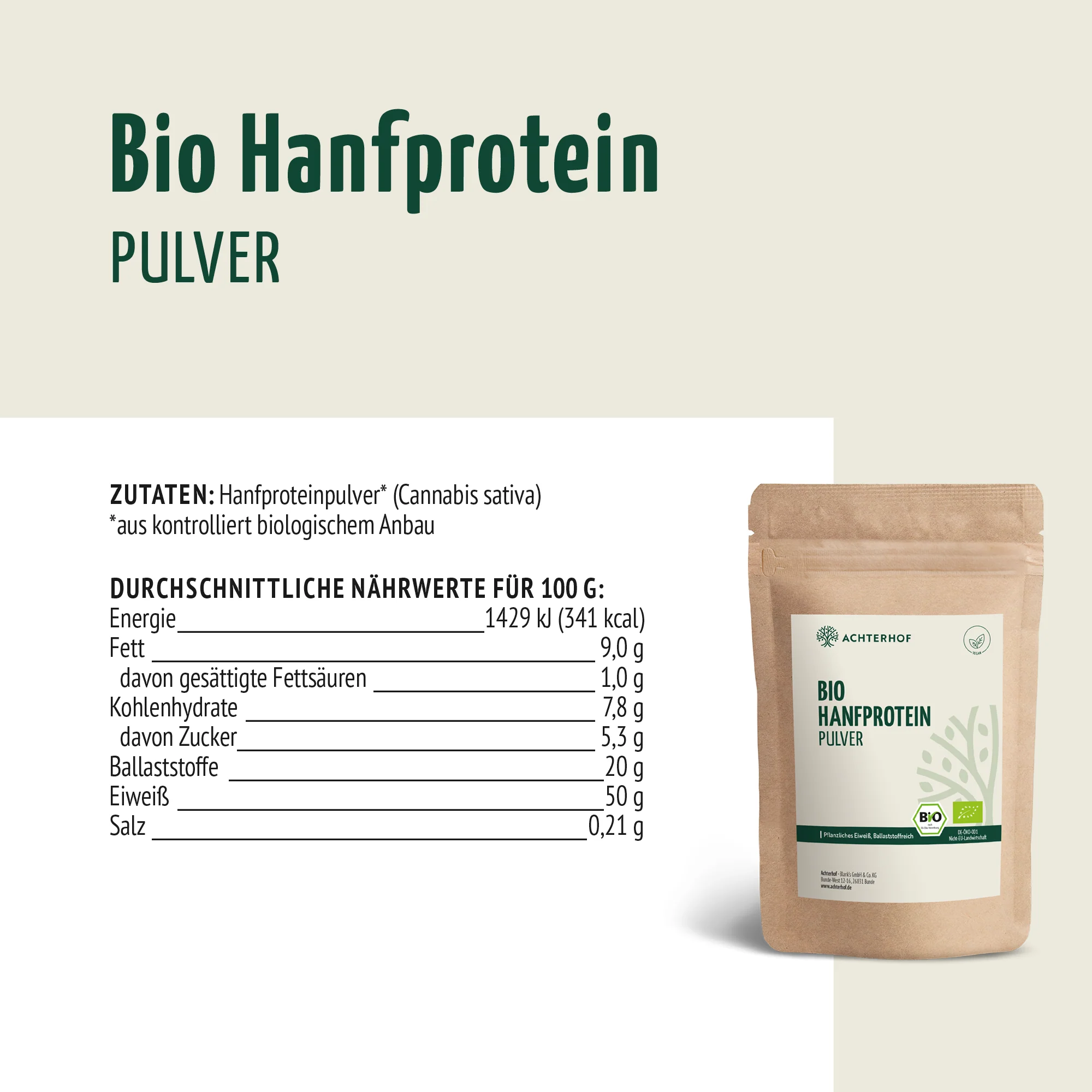 Bio Hanfprotein Pulver (500g) - Image 6