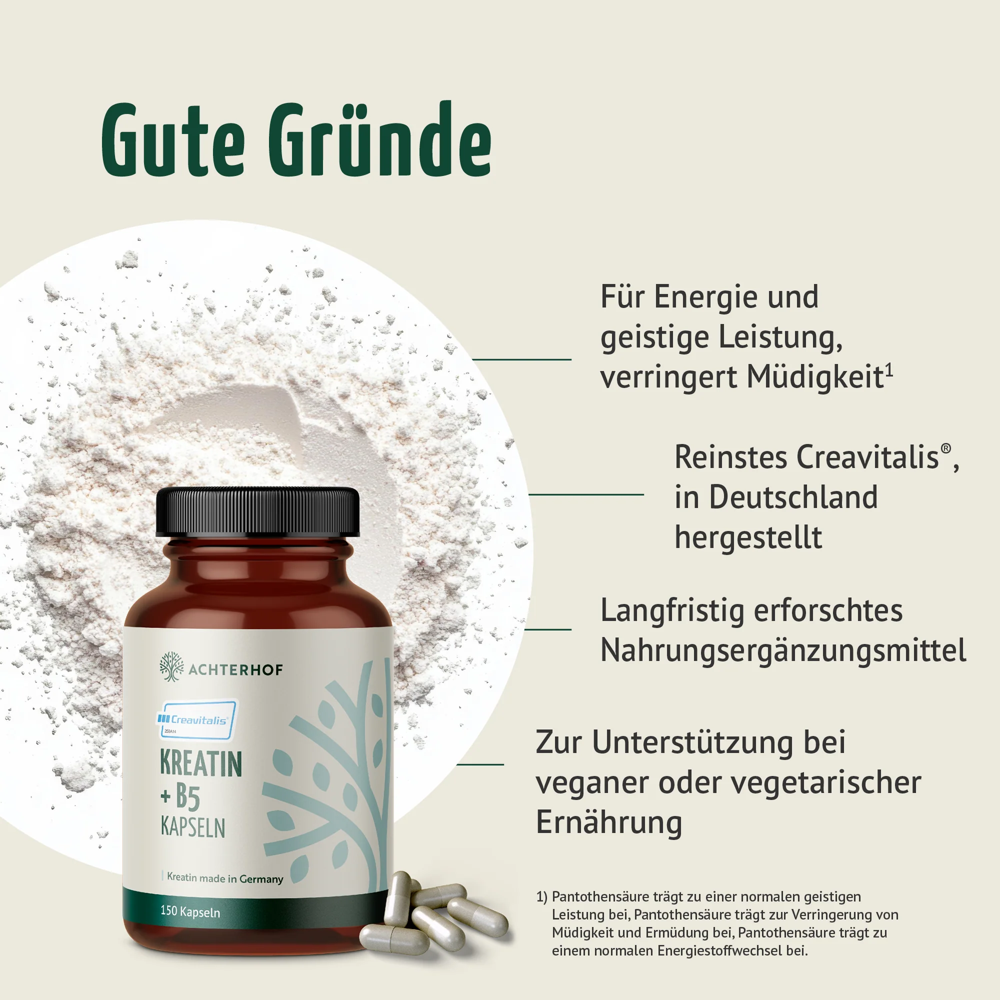 Creavitalis® Kreatin+B5 Kapseln (150 Kapseln) - Image 2