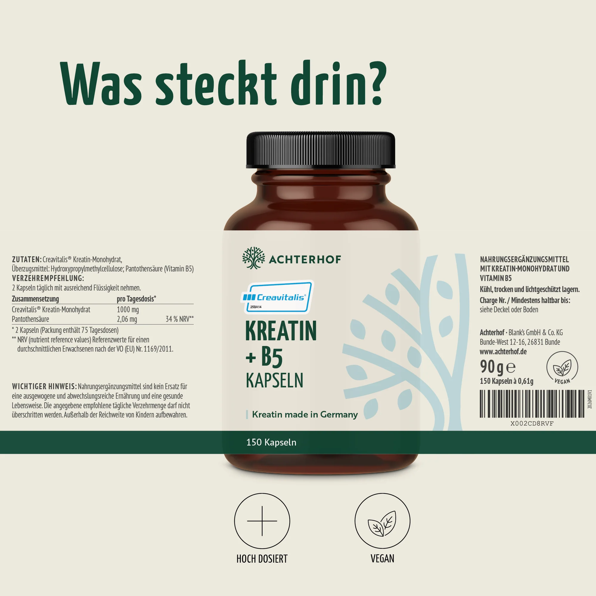 Creavitalis® Kreatin+B5 Kapseln (150 Kapseln) - Image 7