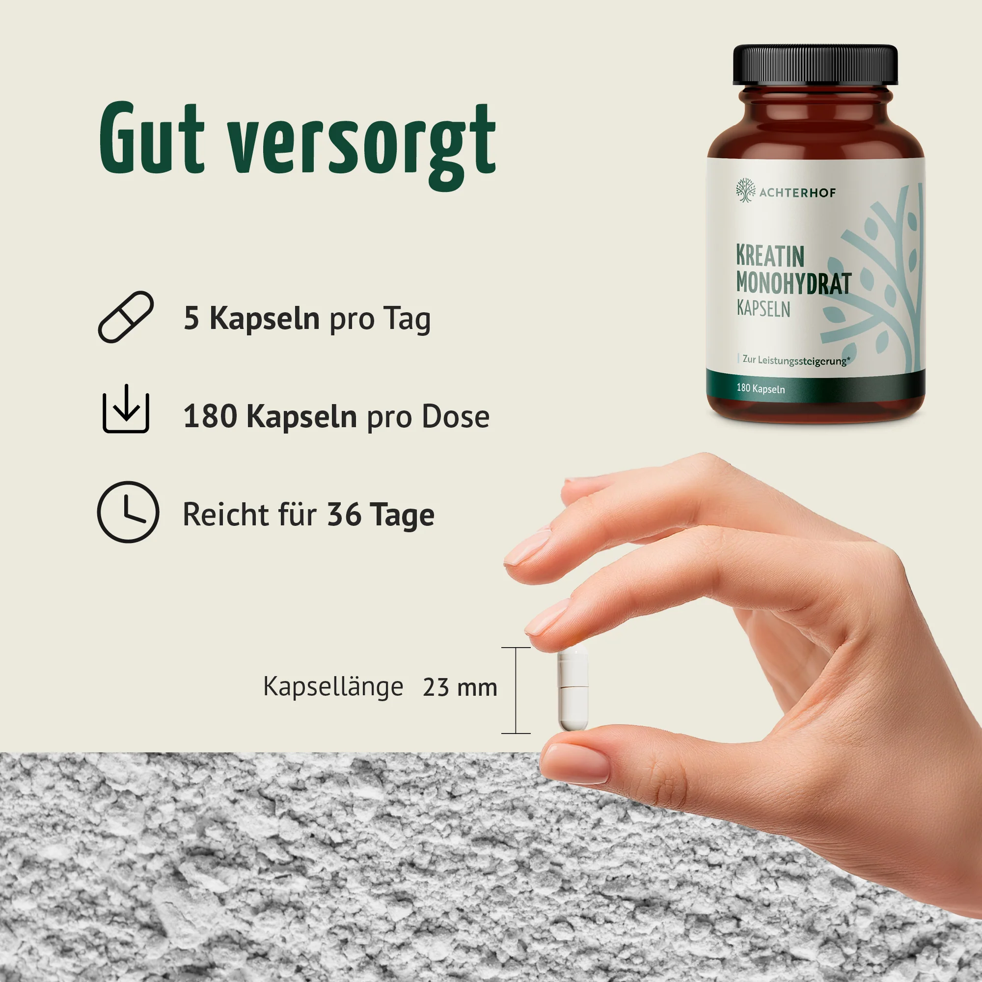 Kreatin Monohydrat Kapseln (180 Kapseln) - Image 4