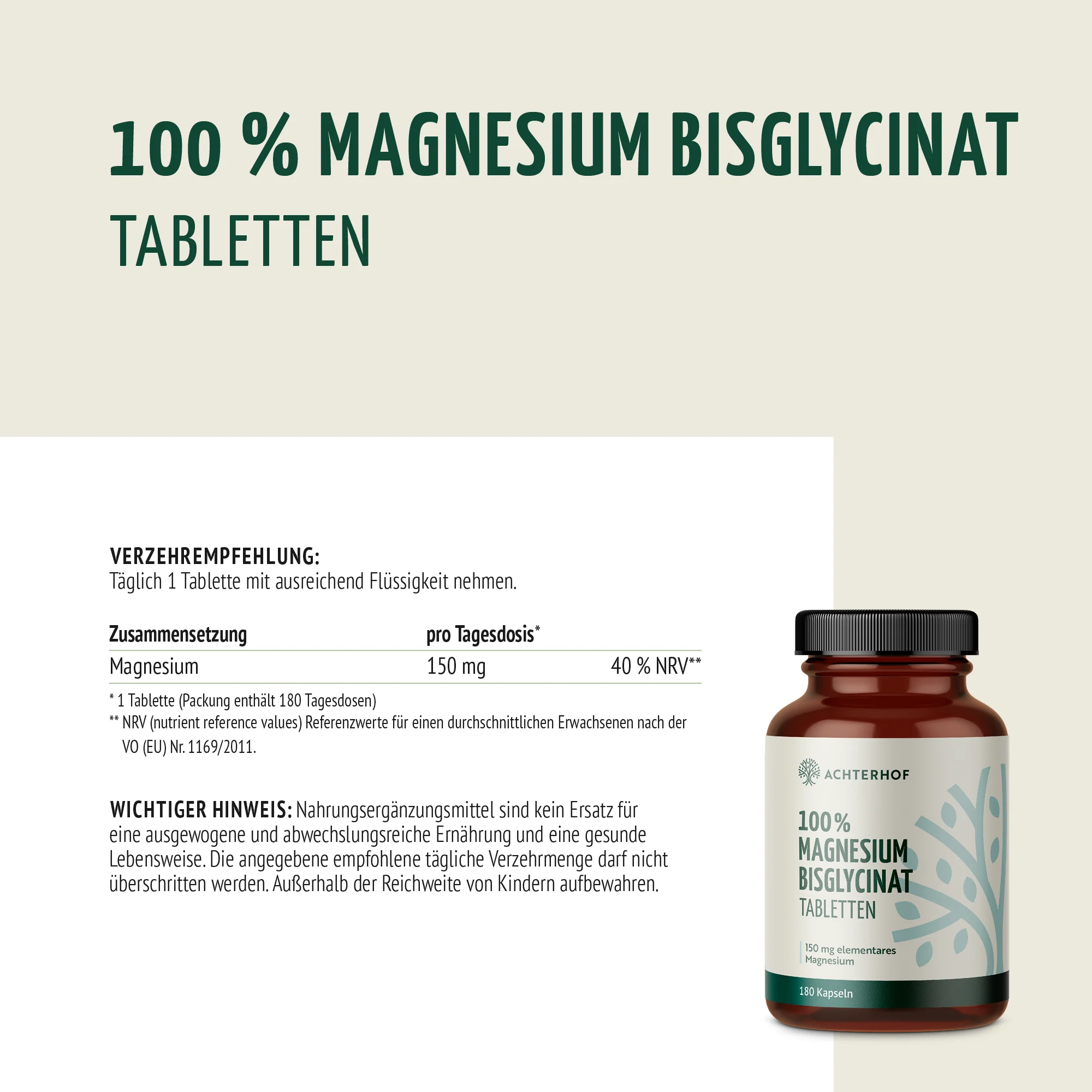 Magnesium Bisglycinat Tabletten (180 Tabletten) - Image 5