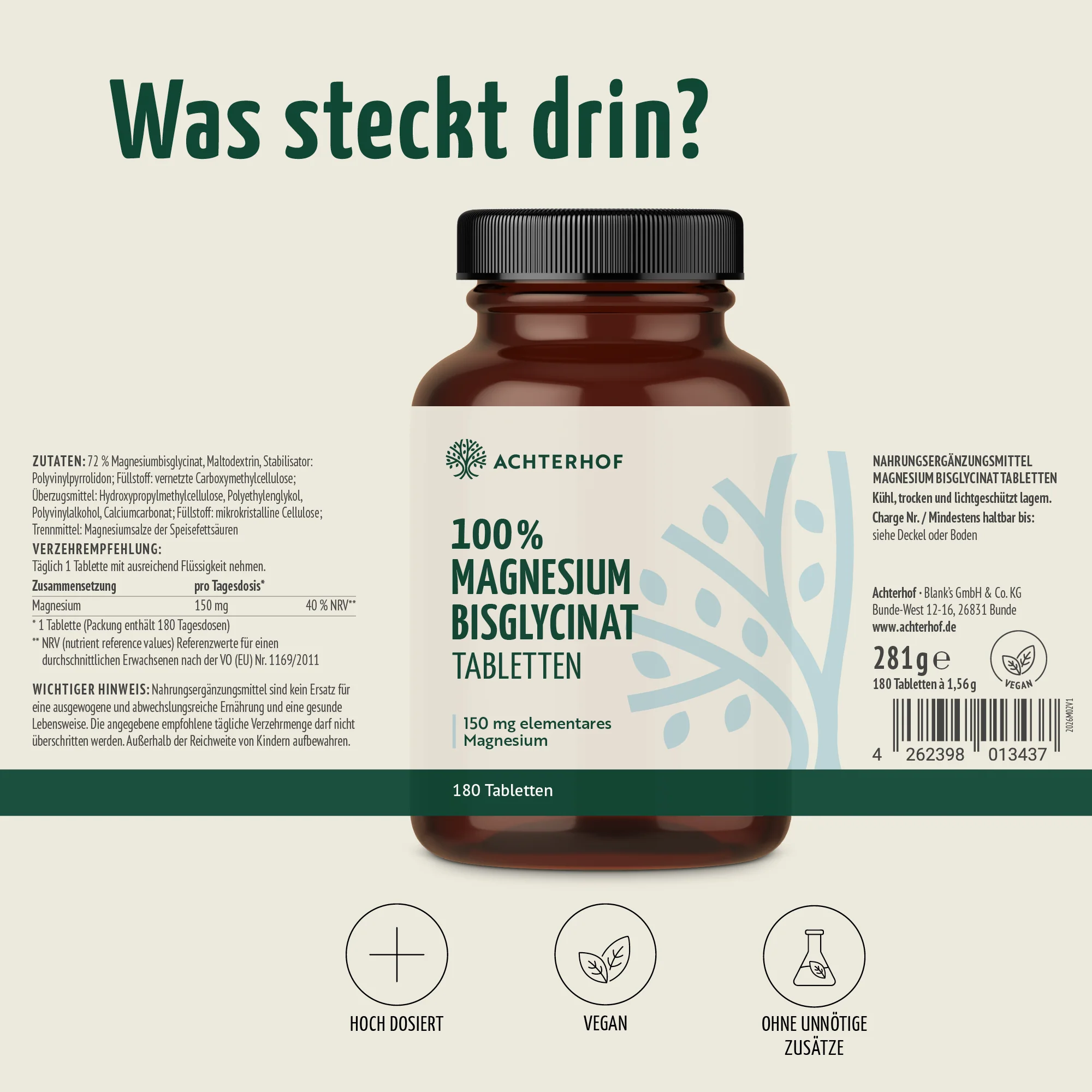 Magnesium Bisglycinat Tabletten (180 Tabletten) - Image 6