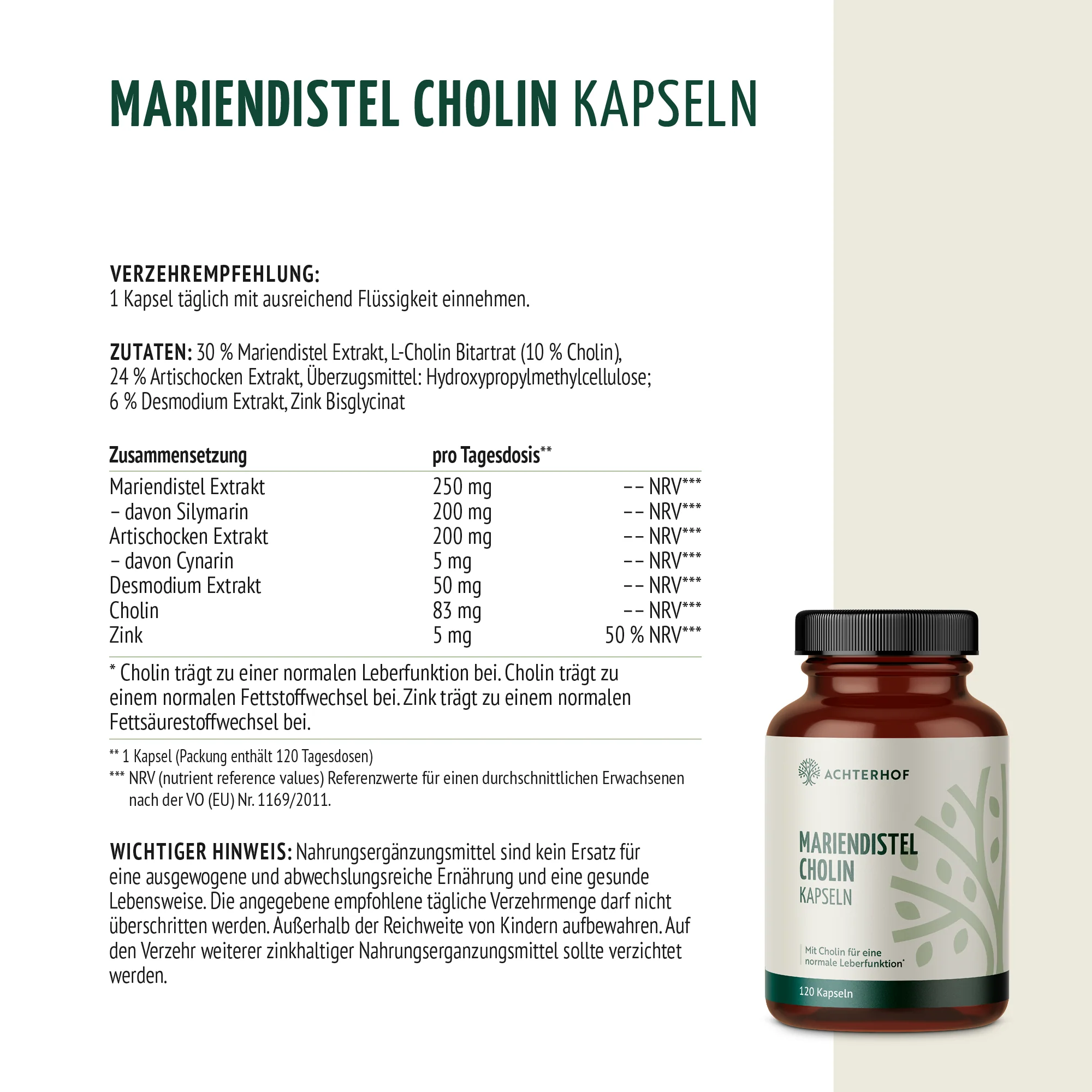 Mariendistel Cholin Kapseln (120 Kapseln) - Image 6