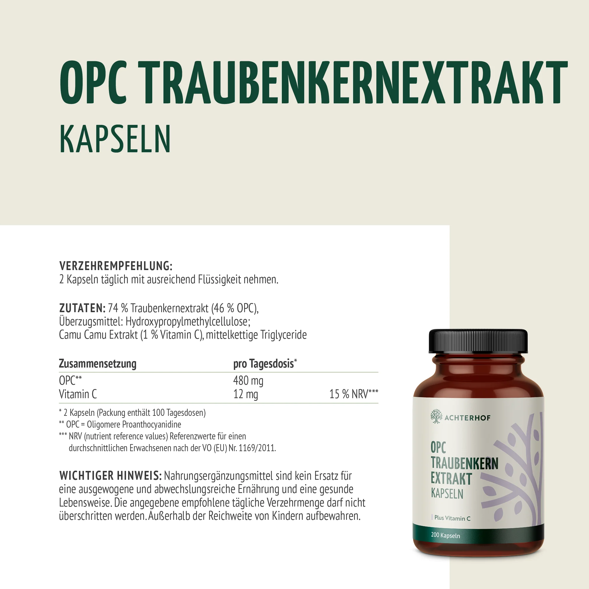 OPC Traubenkernextrakt + Vitamin C Kapseln (200 Kapseln) - Image 6