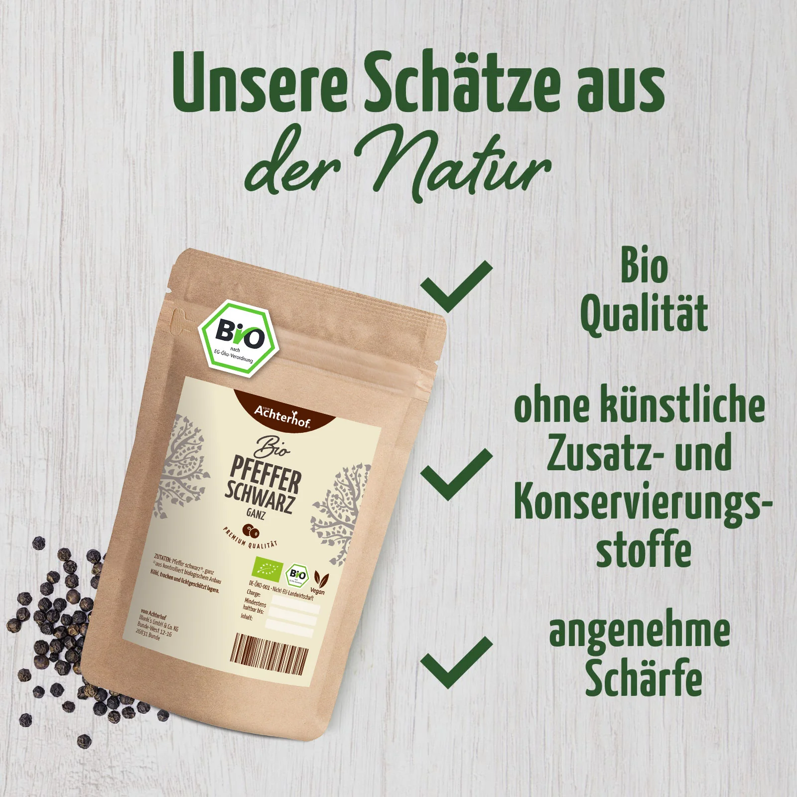 Pfeffer schwarz ganz Bio (250g) - Image 3