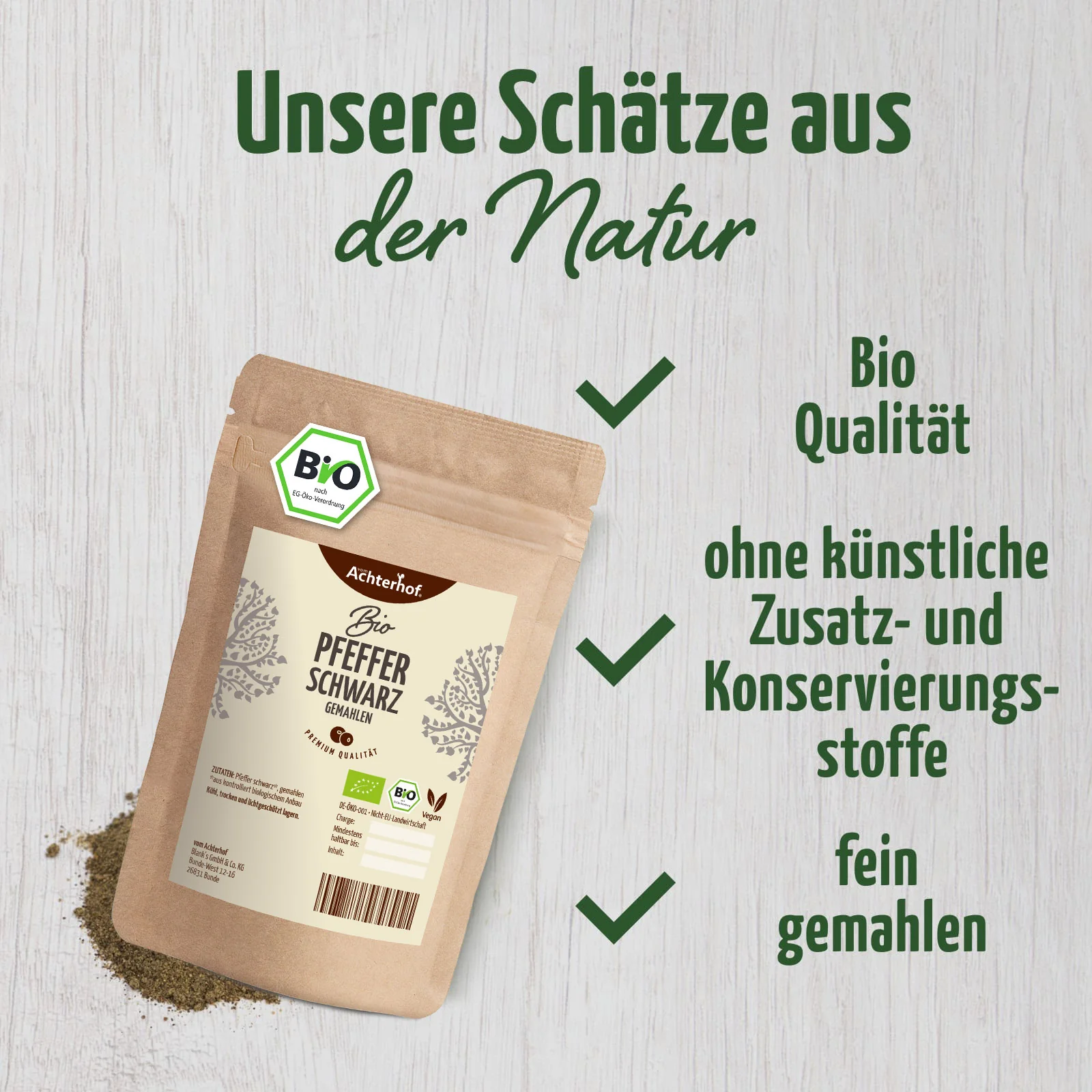 Pfeffer schwarz gemahlen Bio (200g) - Image 3