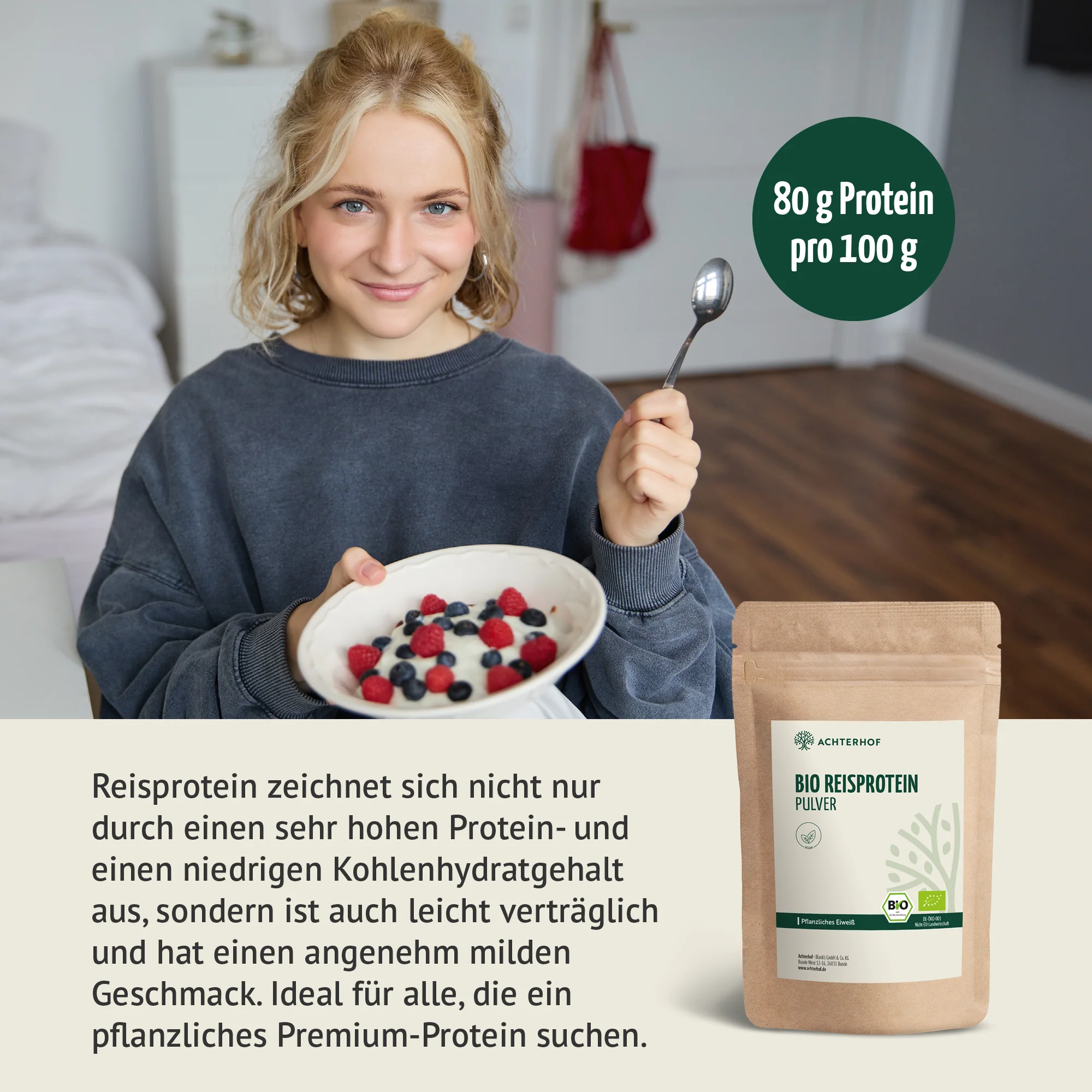 Bio Reisprotein Pulver (500g) - Image 5