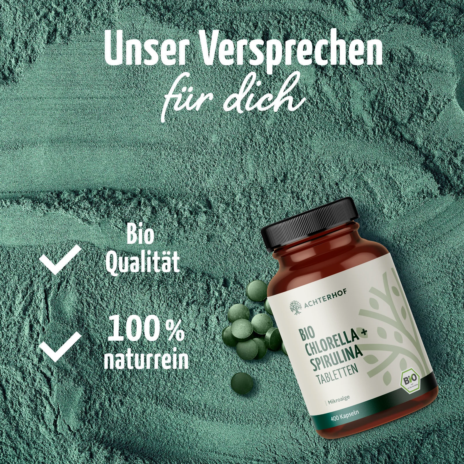 Chlorella & Spirulina Algen Tabletten Bio (400 Tabletten) - Image 3
