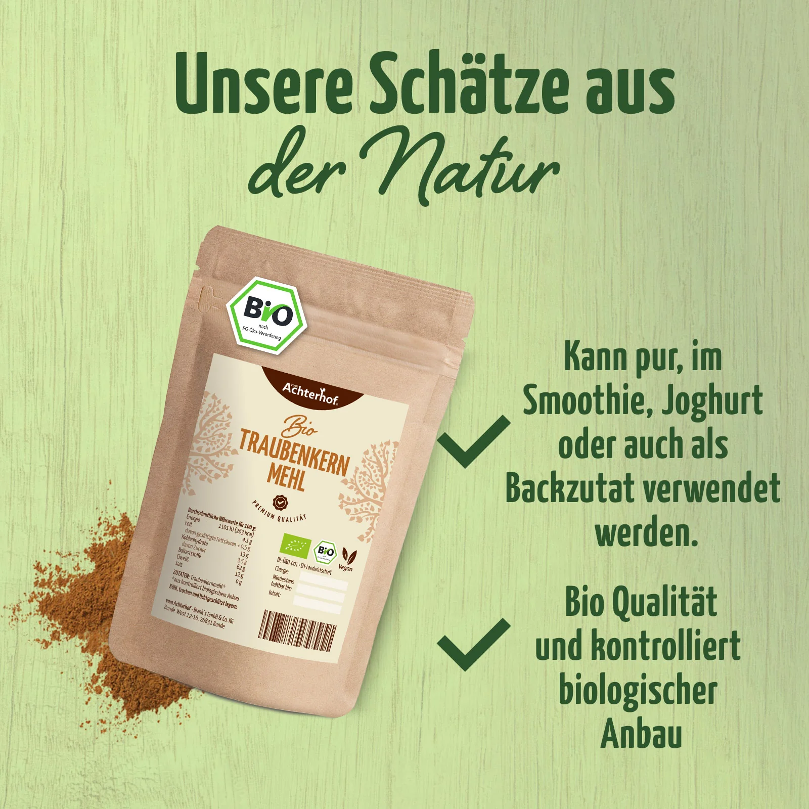 Traubenkernmehl Bio (500g) - Image 3