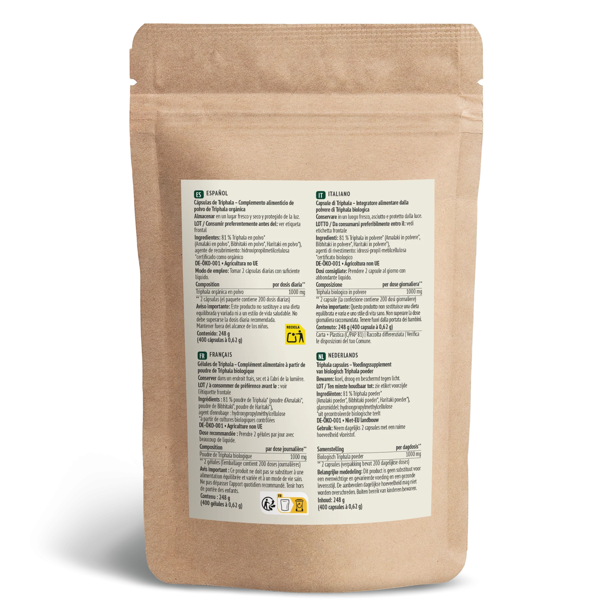 Bio Triphala Kapseln Nachfüllpack (400 Kapseln) - Image 3