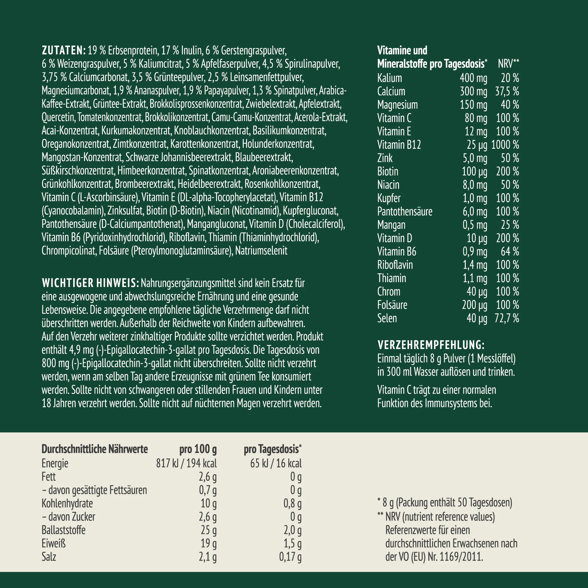 Vital Greens Pulver (400g) - Image 8