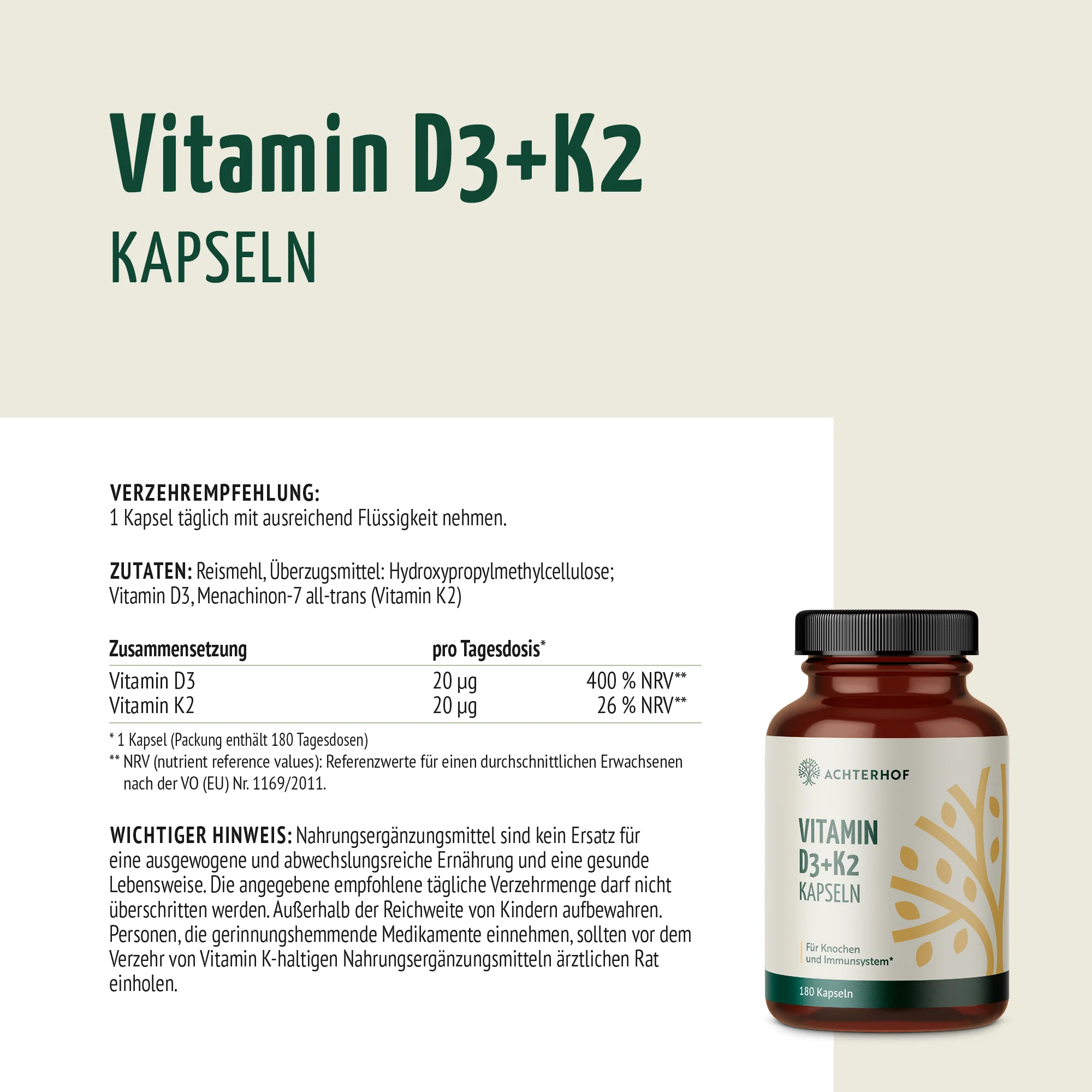 Vitamin D3+K2 Kapseln (180 Kapseln) - Image 6