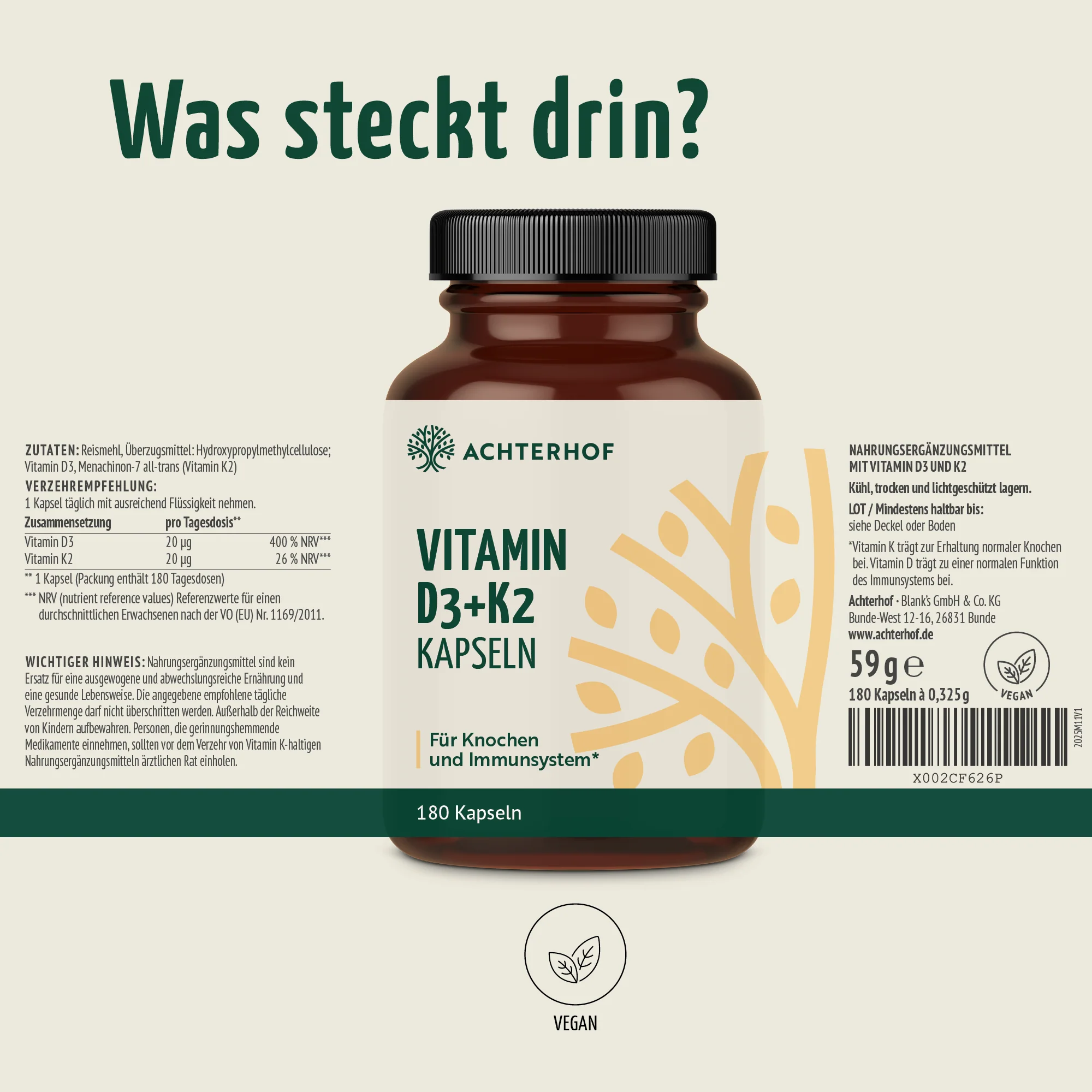 Vitamin D3+K2 Kapseln (180 Kapseln) - Image 7