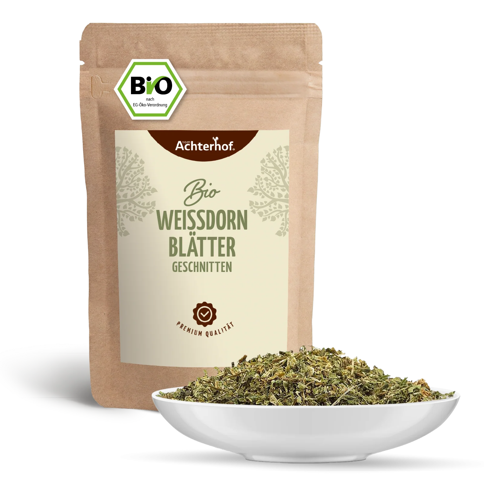 Weißdornblätter mit Blüten geschnitten Bio (500g) - Image 2